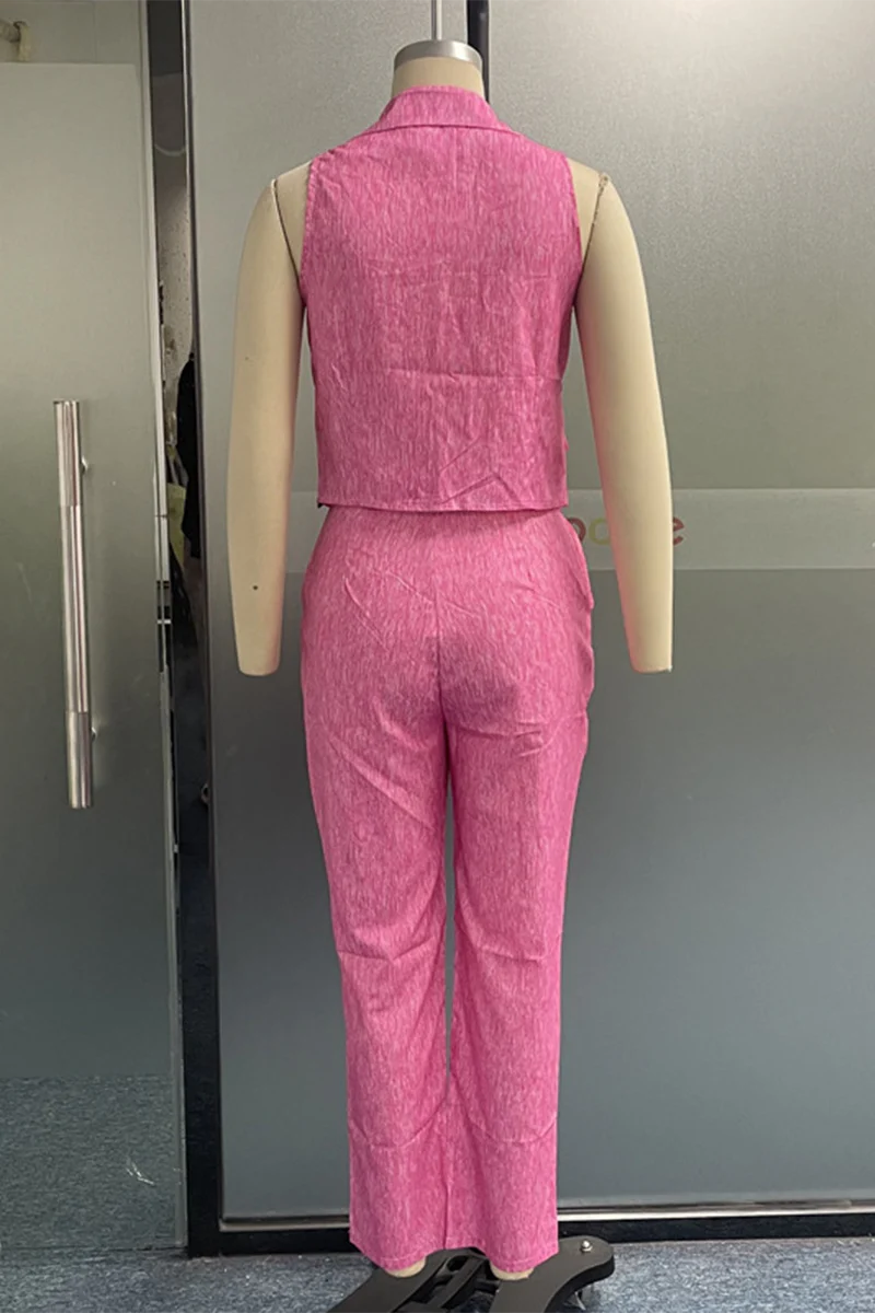 Casual Daily Solid Color Buttons Turn-back Collar Sleeveless Two Pieces(3 Colors) - Panekey