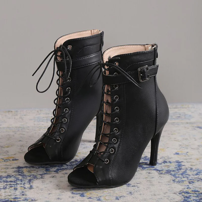 Casual Patchwork Frenulum Fish Mouth Out Door Shoes (Heel Height 3.74in) - Panekey