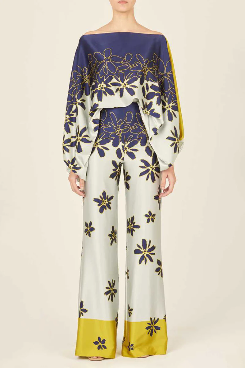 Casual Elegant Print Patchwork Off the Shoulder Long Sleeve Two Pieces(11 Colors) - Panekey