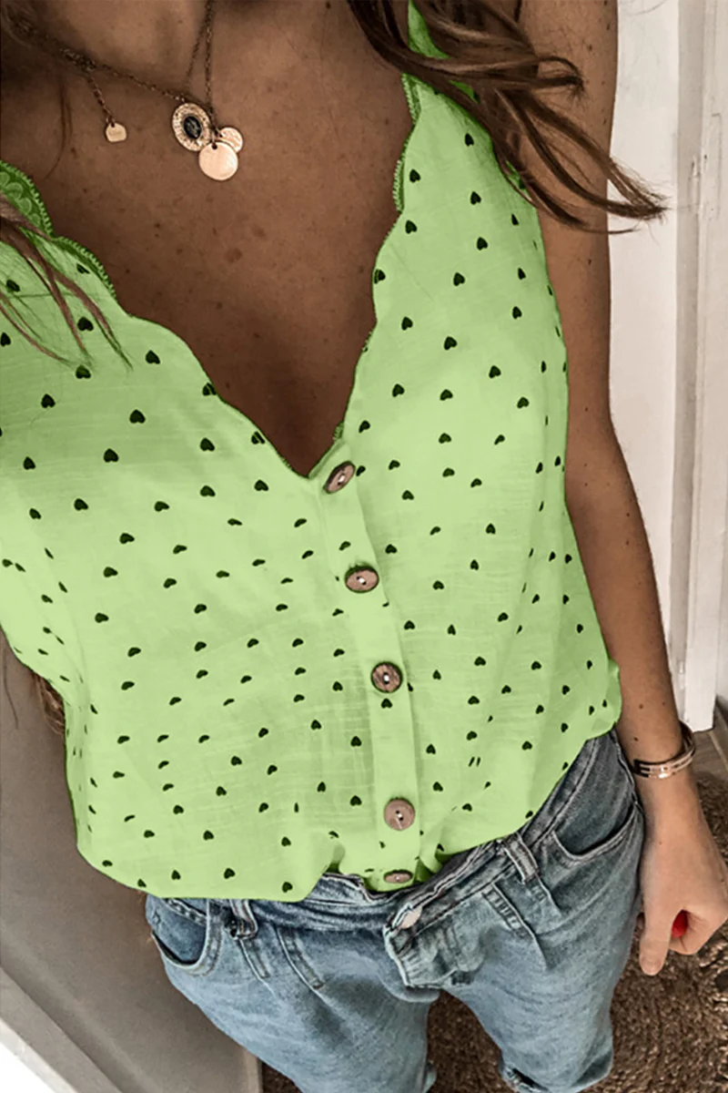 Casual Dot Split Joint V Neck Tops(5 Colors) - Panekey