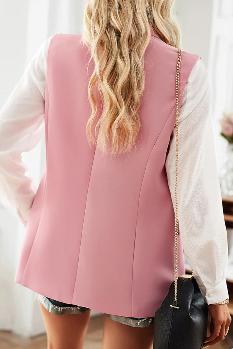 British Style Simplicity Solid Pocket Buttons Turn-back Collar Tops(4 Colors) - Panekey