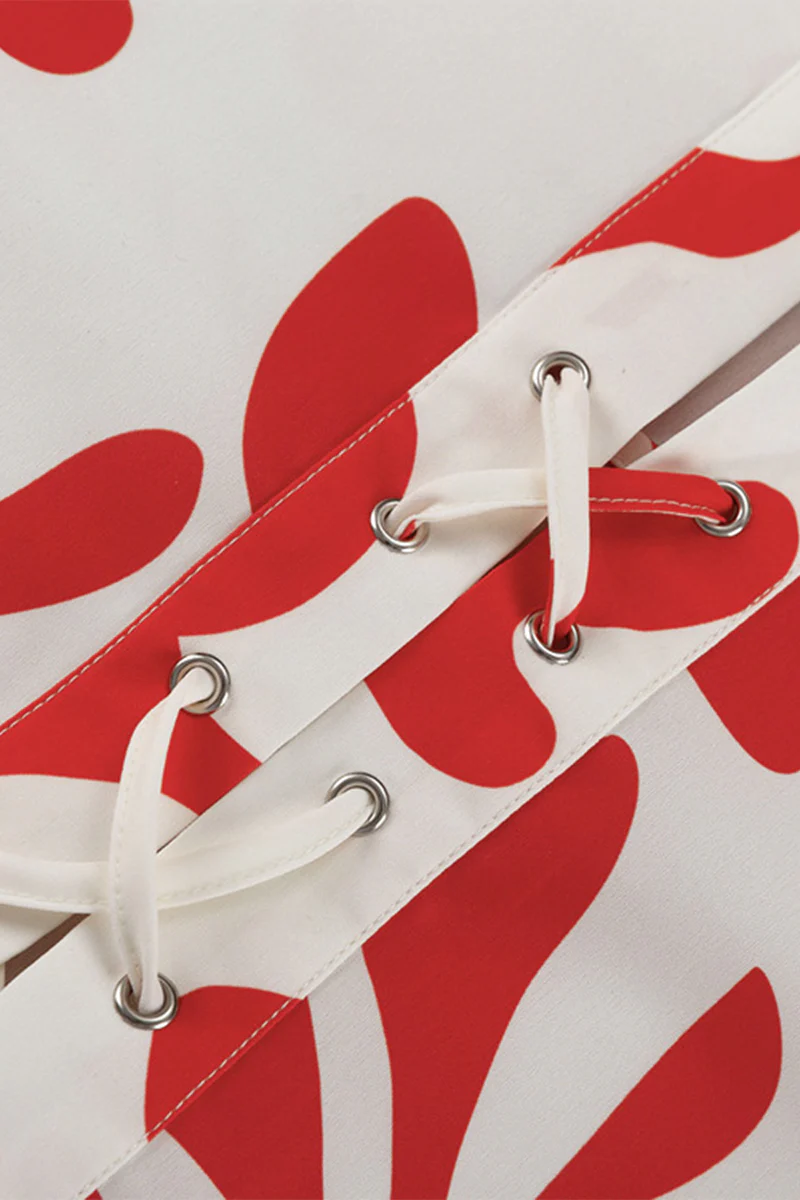 Casual Floral Patchwork Turndown Collar Long Sleeve Two Pieces - Panekey