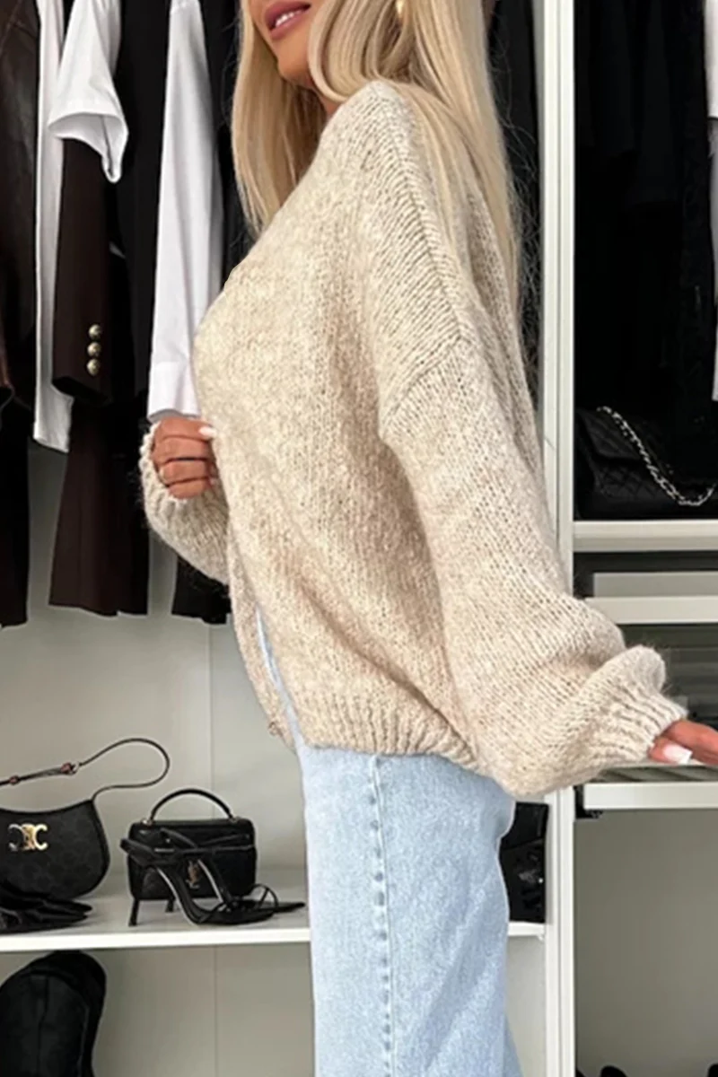 Casual Daily Weave V Neck Outerwear(4 Colors) - Panekey