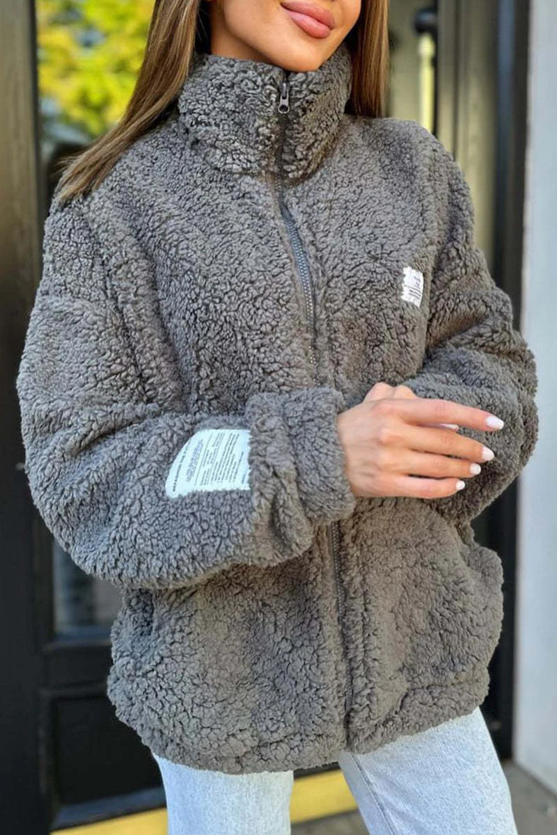 Casual Daily Pocket Fluffy Turndown Collar Outerwear(4 Colors) - Panekey