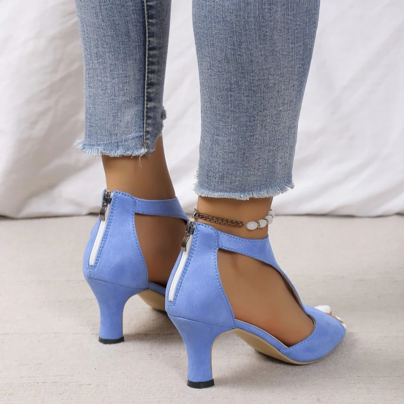 Casual Hollowed Out Patchwork Fish Mouth Out Door Shoes (Heel Height 2.75in) - Panekey