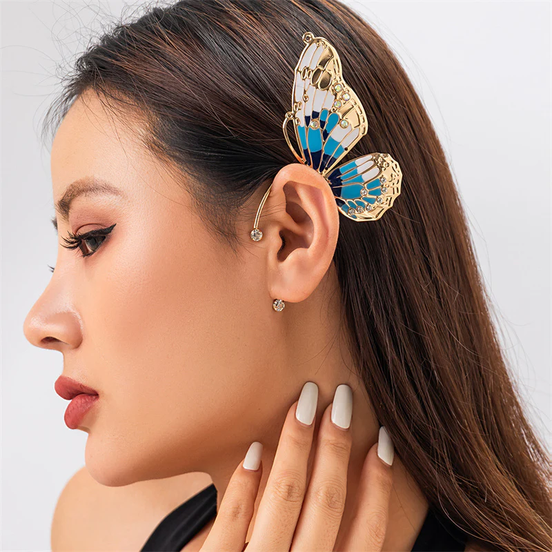 Casual Butterfly Patchwork Rhinestone Earrings - Panekey