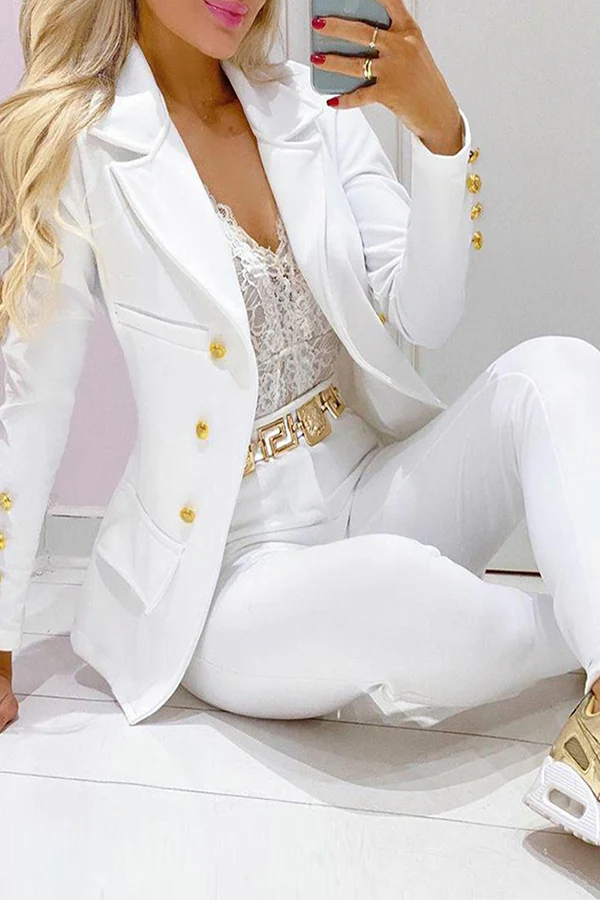 British Style Solid Patchwork Buckle Turn-back Collar Long Sleeve Two Pieces (Without Belt)(5 Colors) - Panekey