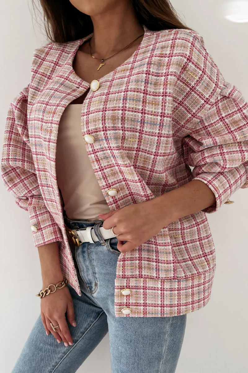 Casual Plaid Patchwork Turndown Collar Outerwear(3 Colors) - Panekey