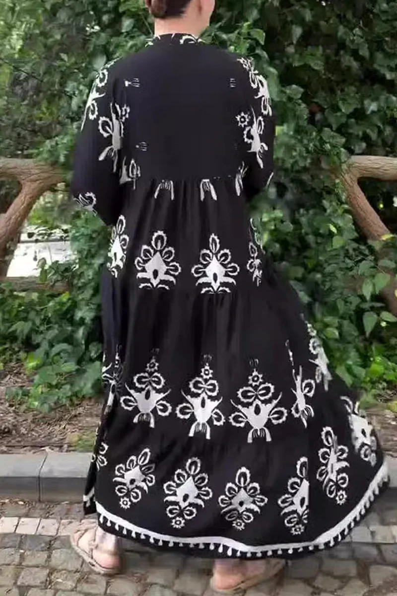 Casual Irregular Printed V Neck A Line Dresses - Panekey