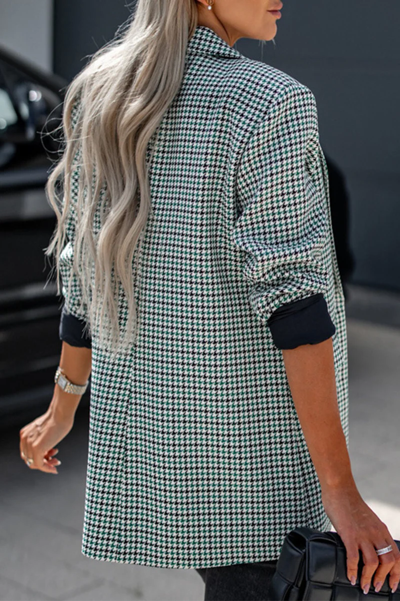 Casual Plaid Buttons Contrast Turn-back Collar Outerwear(3 Colors) - Panekey