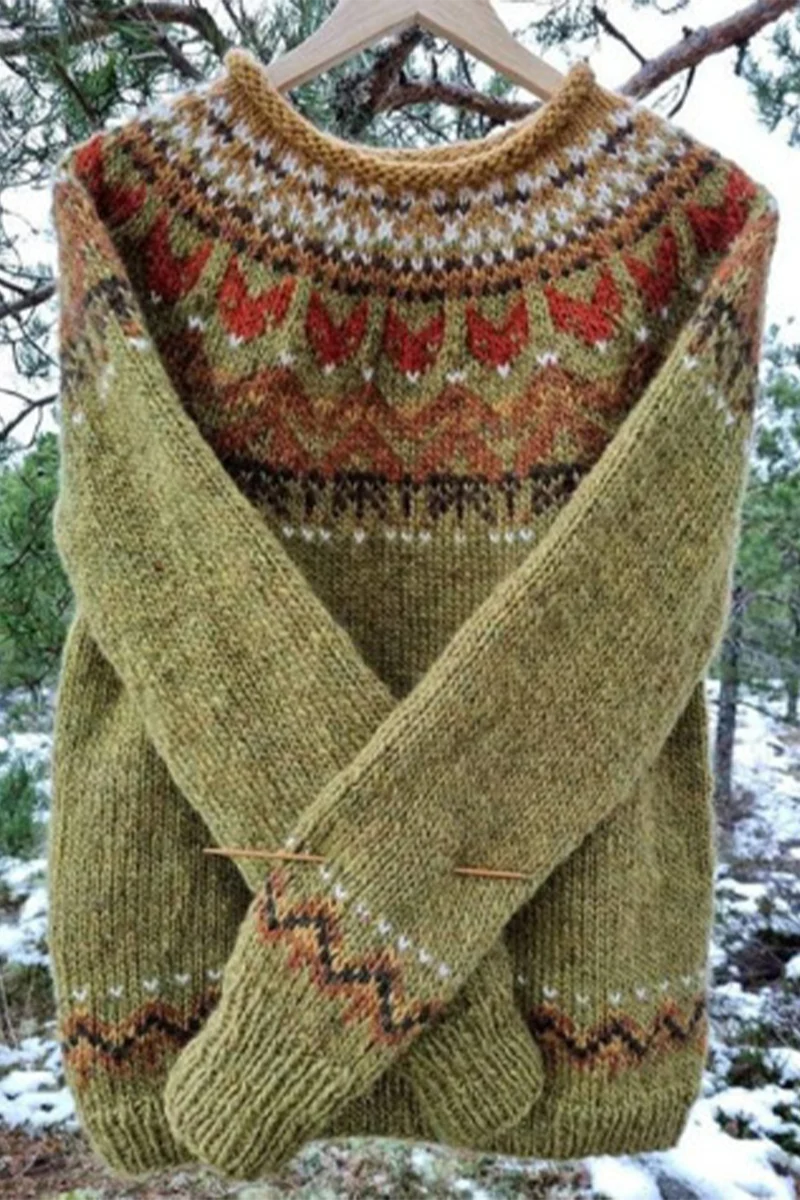 Casual Daily Geometric Stripe Contrast O Neck Sweaters(9 Colors) - Panekey