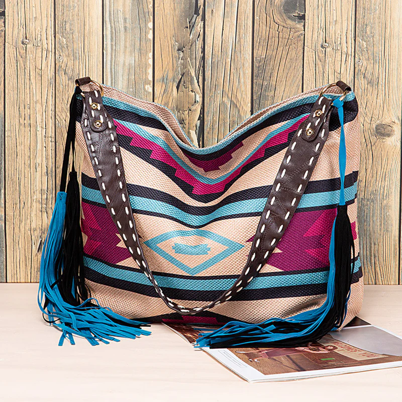 Casual College Color Block Tassel Bags - Panekey