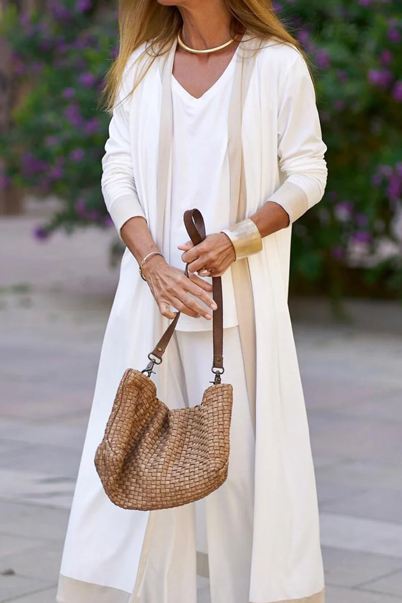 Casual Elegant Patchwork Contrast V Neck Long Sleeve Three Pieces(4 Colors) - Panekey