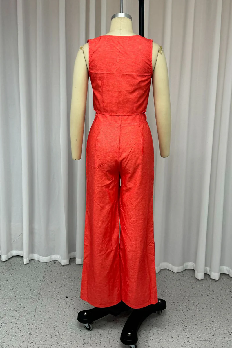 Casual Daily Buttons Square Neck Sleeveless Two Pieces - Panekey