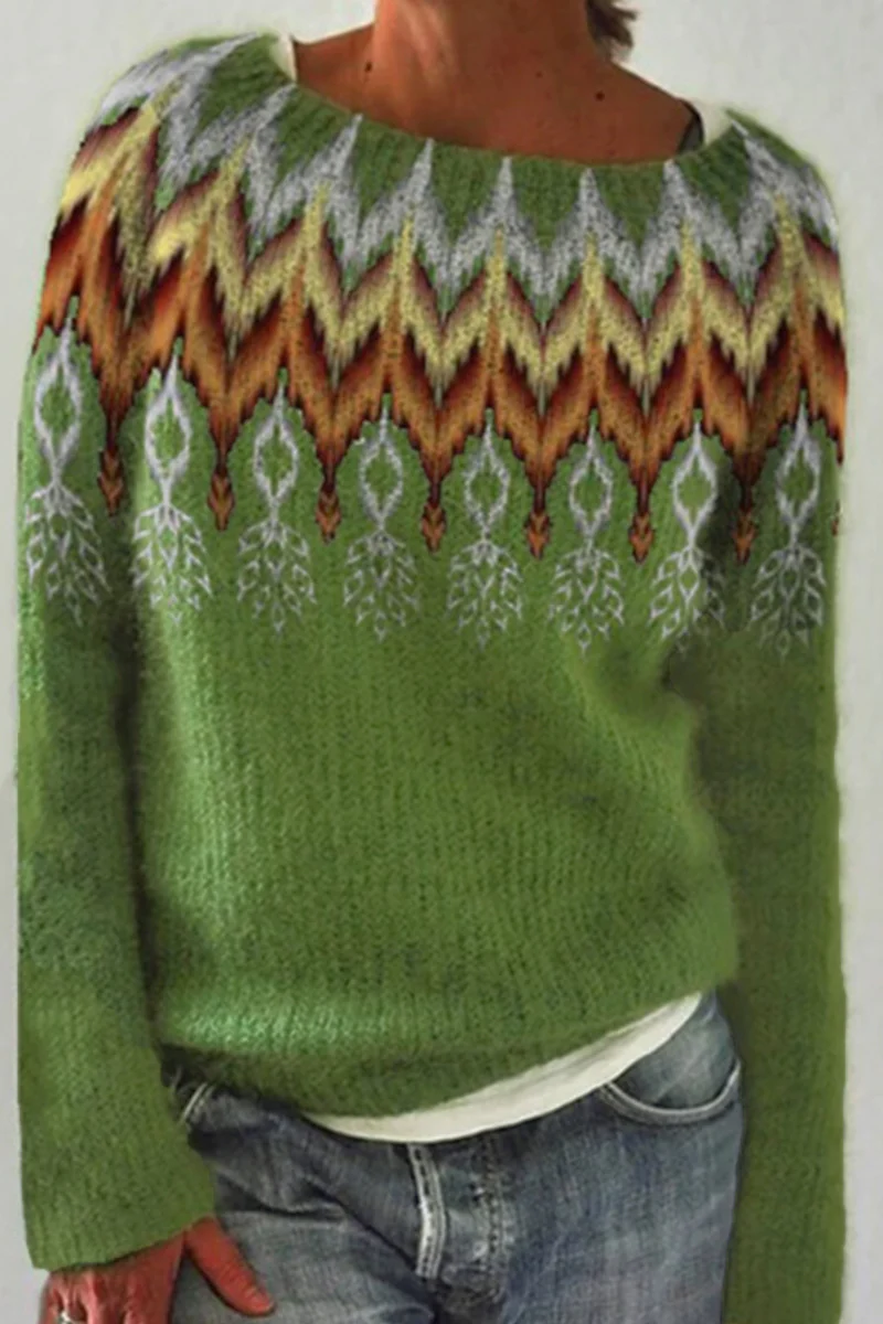 Casual Color Block Contrast O Neck Sweaters(8 Colors) - Panekey