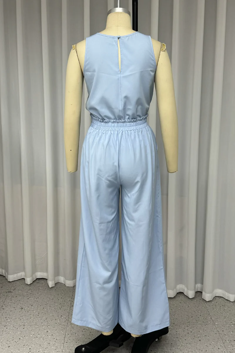 Casual Daily Lace Up O Neck Sleeveless Two Pieces - Panekey