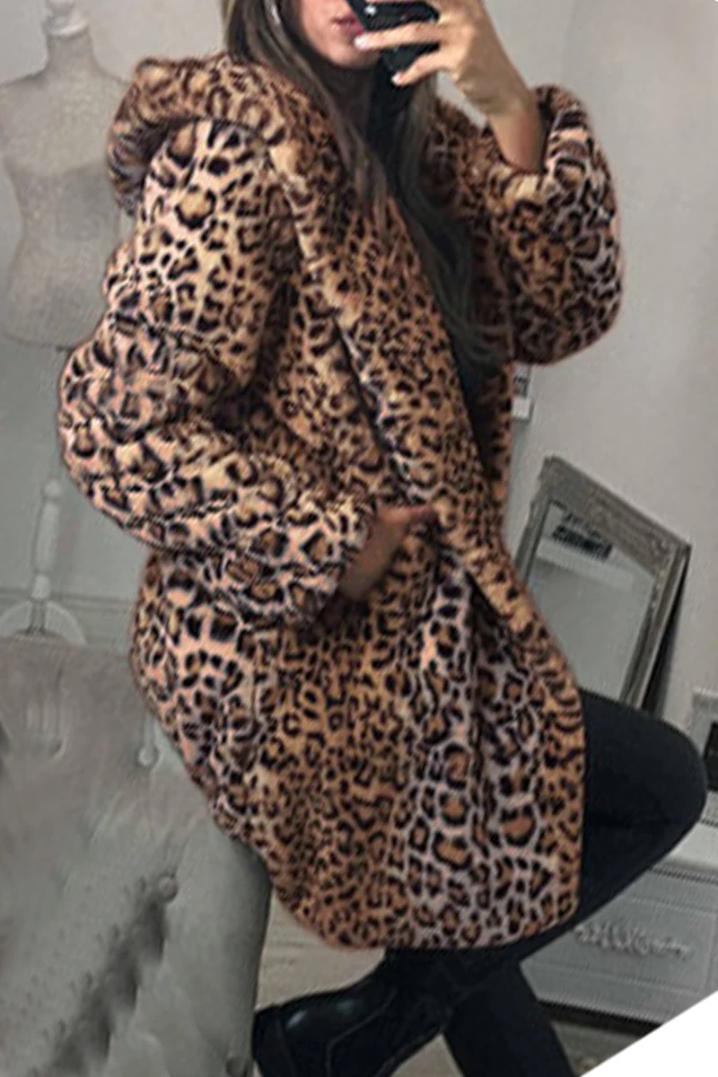 Casual Daily Leopard Printing Hooded Collar Outerwear - Panekey