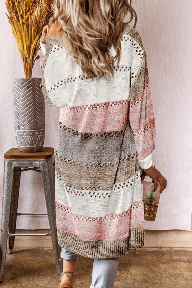 Casual Patchwork Hollowed Out Cardigan Collar Outerwear(3 Colors) - Panekey