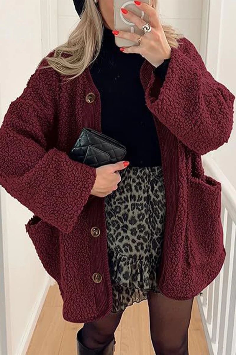 Casual Pocket Contrast O Neck Outerwear(6 Colors) - Panekey