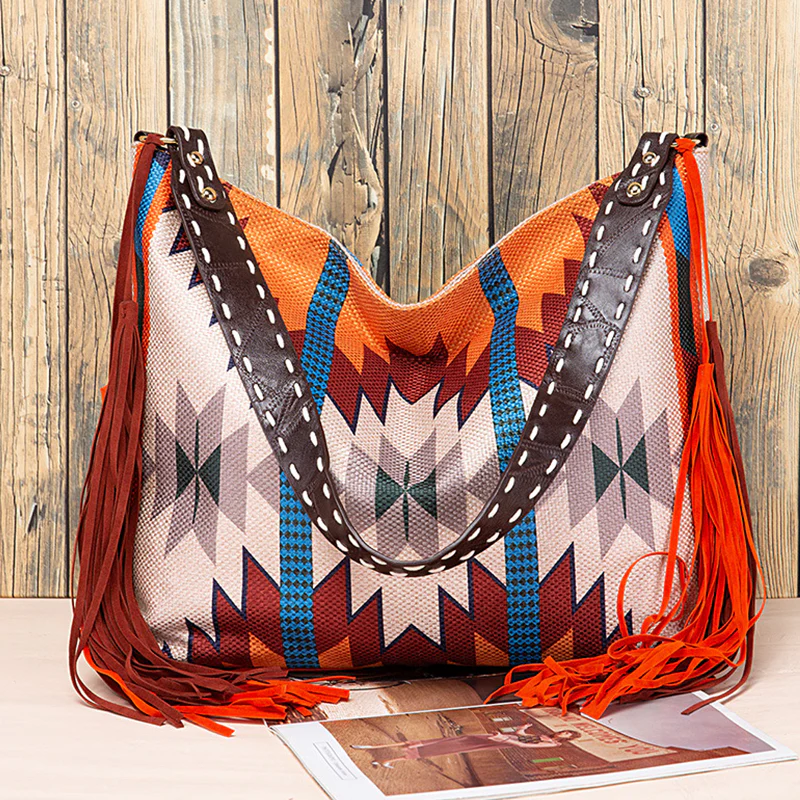 Casual College Color Block Tassel Bags - Panekey