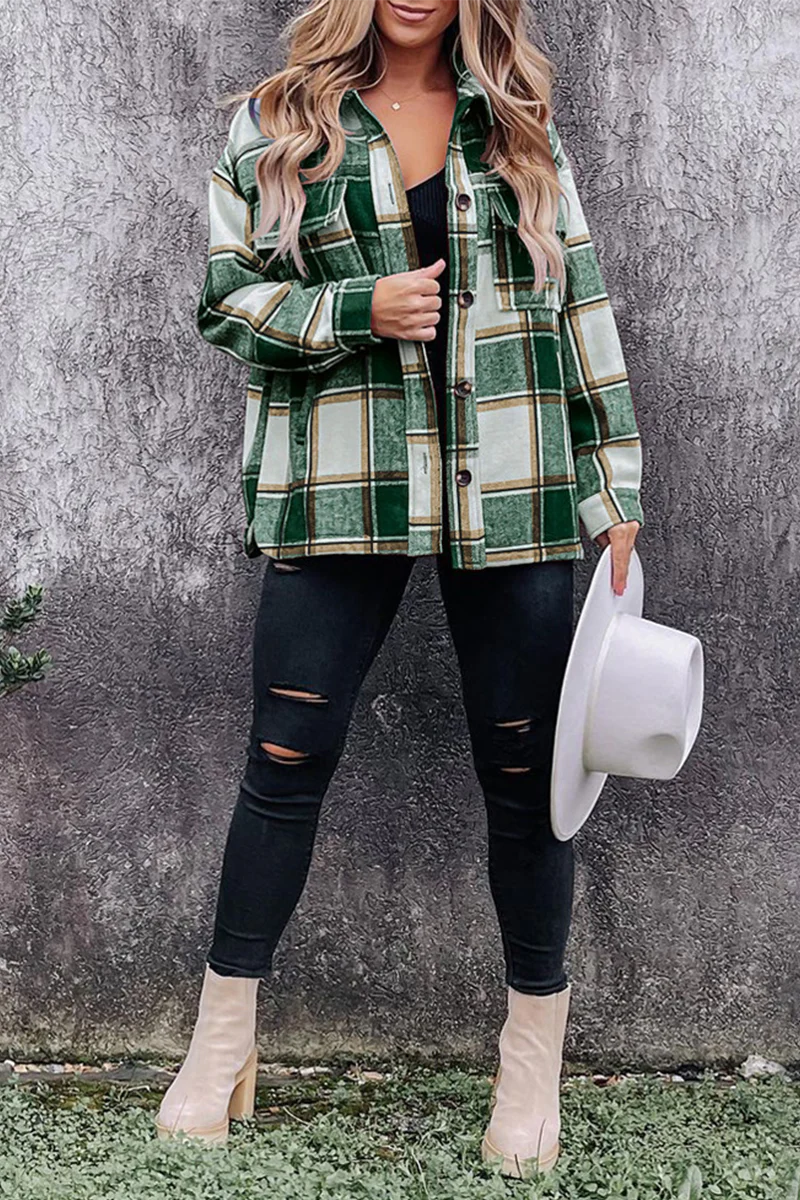 Casual Plaid Patchwork Turndown Collar Blouses(5 Colors) - Panekey