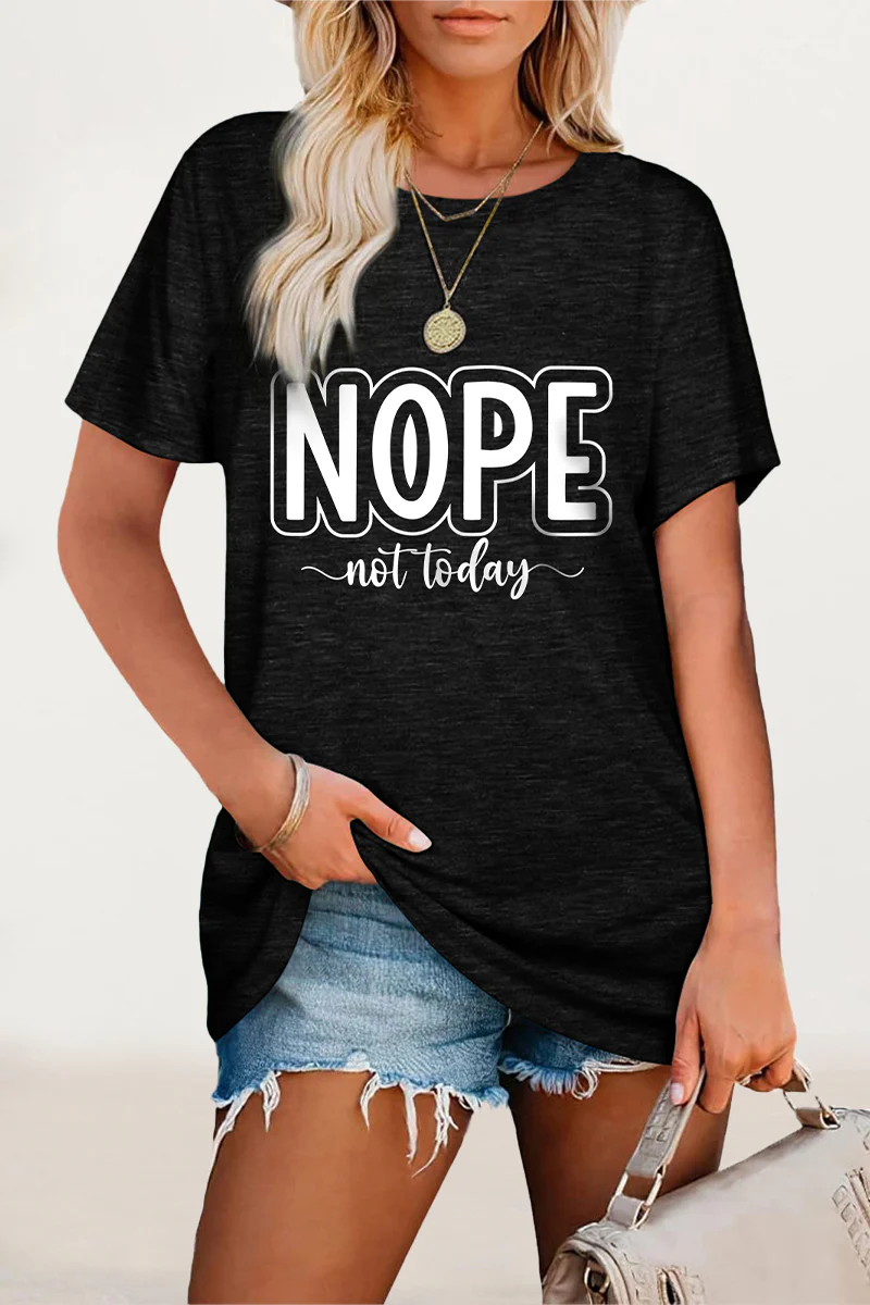 Casual Letter Print O Neck T-Shirts - Panekey