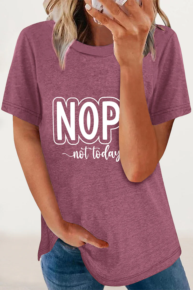 Casual Letter Print O Neck T-Shirts - Panekey