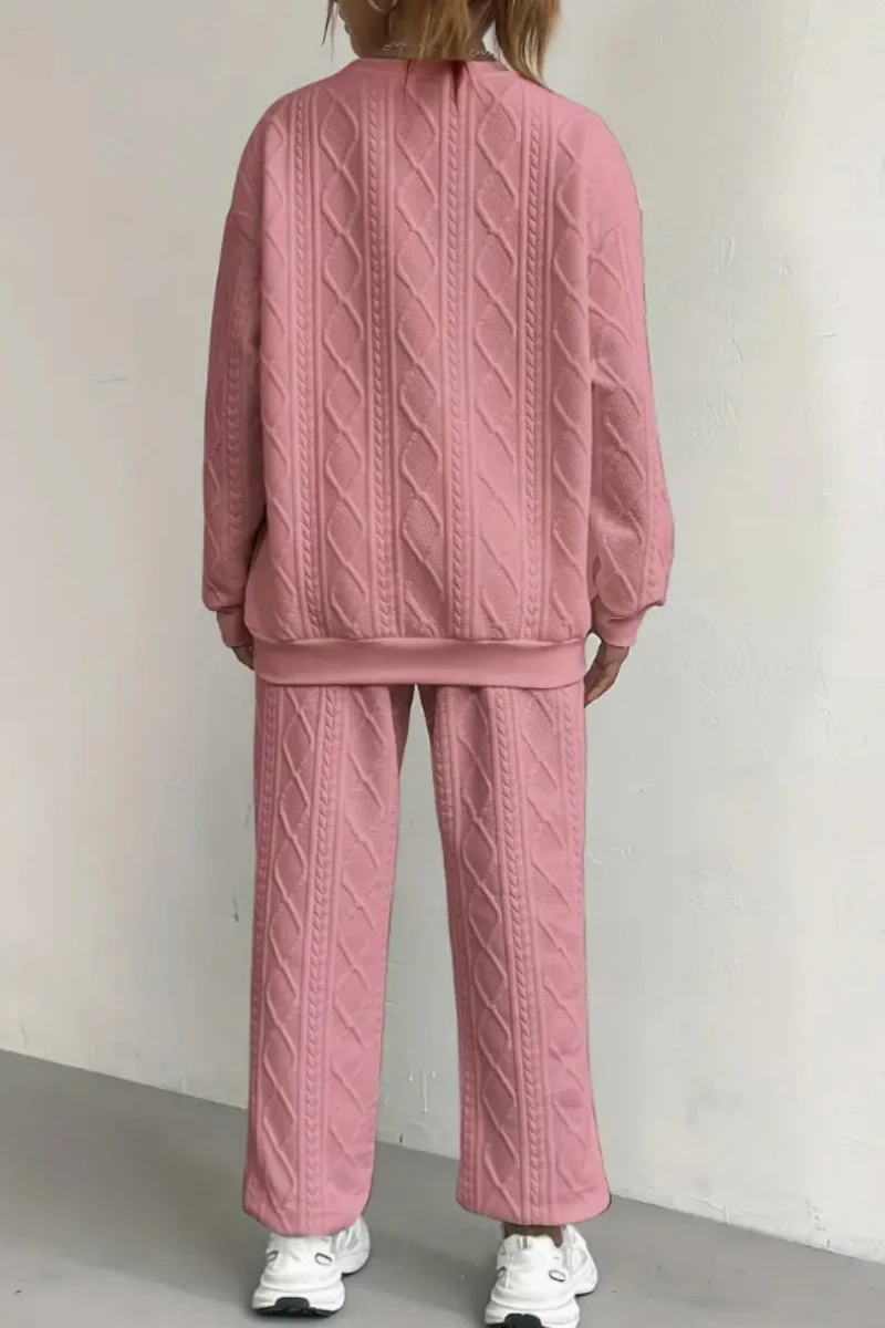 Casual Basic O Neck Long Sleeve Two Pieces(7 Colors) - Panekey