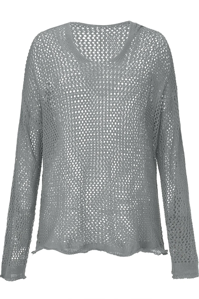 Casual Daily Solid Color Hollow Out Hooded Sweaters(6 Colors) - Panekey