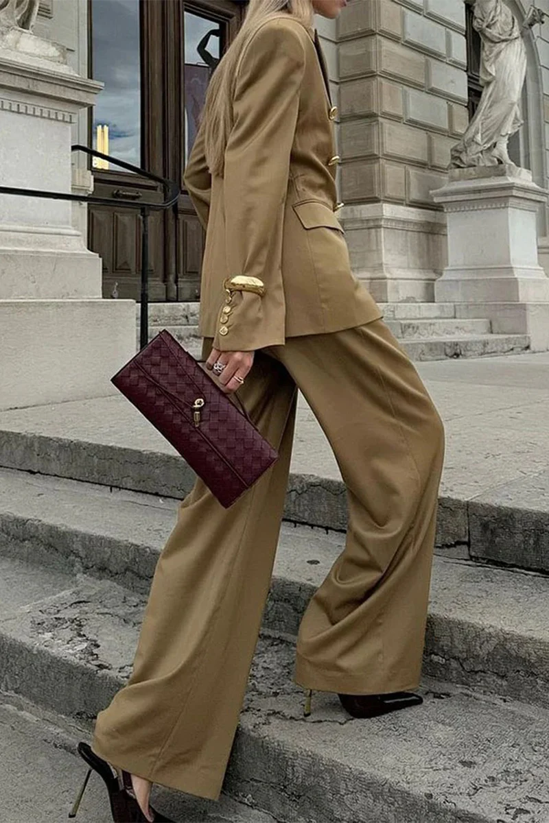 Casual Buttons Turn-back Collar Long Sleeve Two Pieces - Panekey