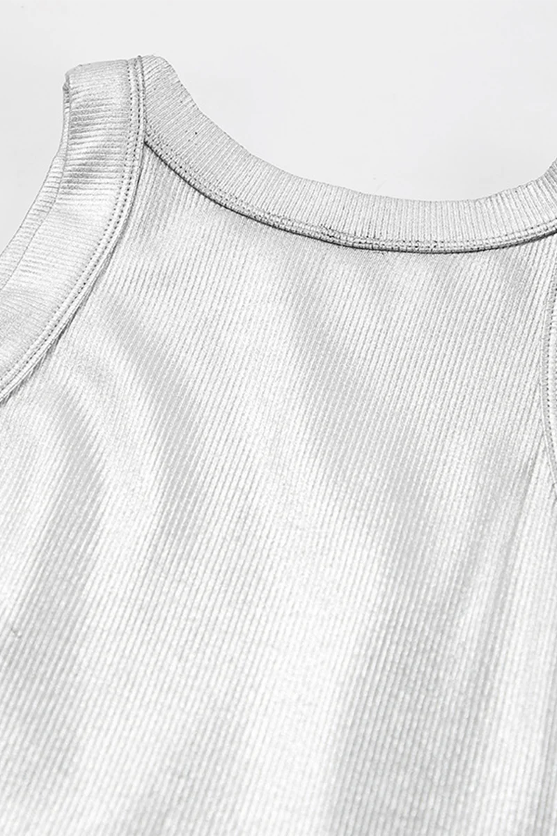 Casual Daily Patchwork Ruched Reflective O Neck Tops - Panekey