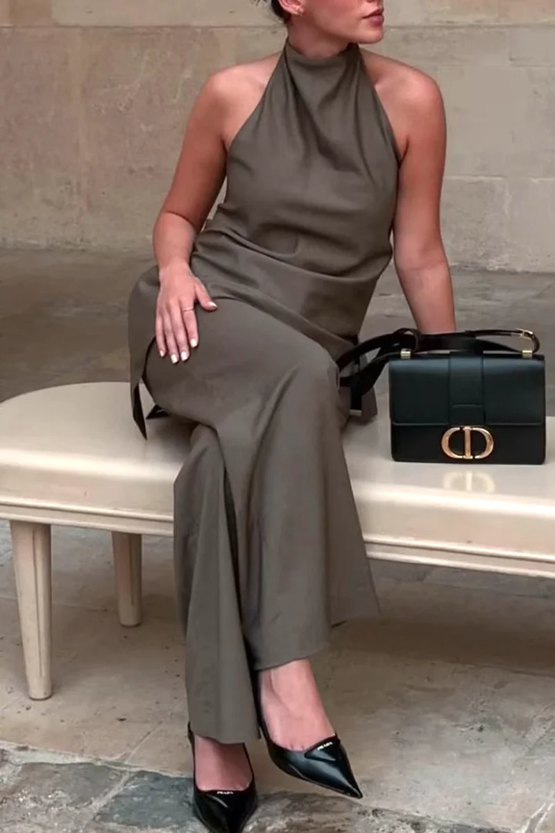 Casual Backless Irregular Halter Sleeveless Two Pieces - Panekey