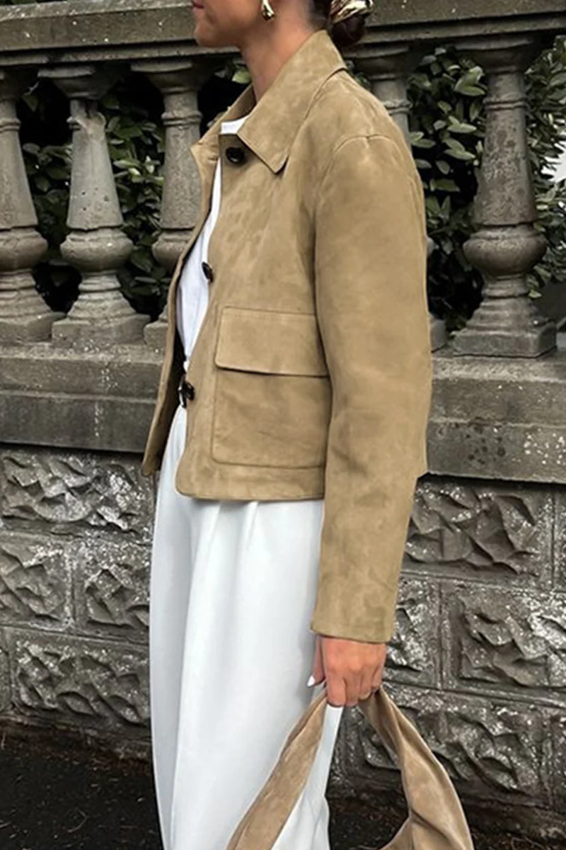 Casual Daily Buttons Turndown Collar Outerwear - Panekey