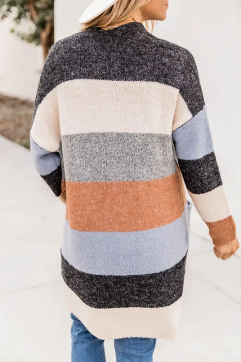 Casual Color Lump Pocket Contrast Tops Sweater - Panekey