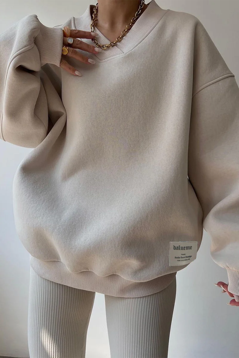 Casual Daily Patchwork V Neck Hoodies - Panekey