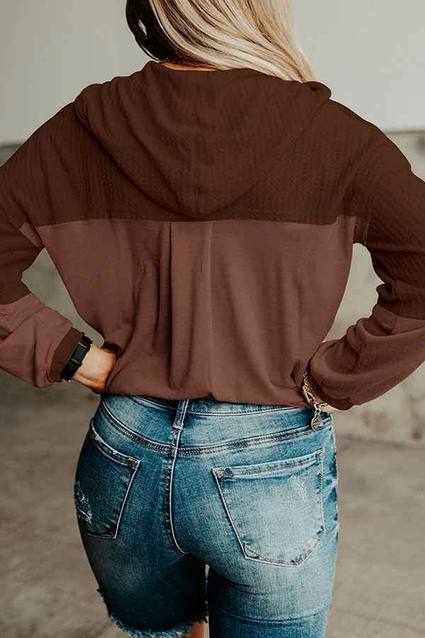 Casual Patchwork Buckle Contrast Hooded Collar Hoodies(3 Colors) - Panekey