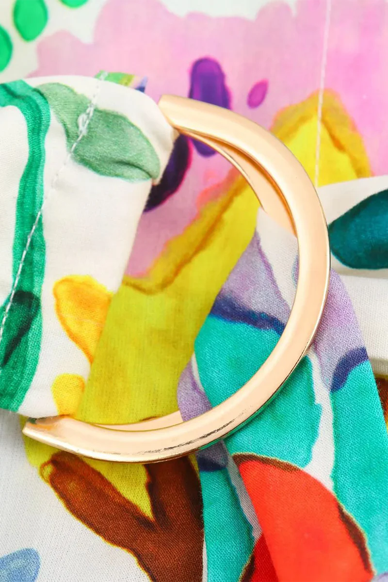 Casual Floral Print Patchwork With Belt Turndown Collar Printed Dresses - Panekey