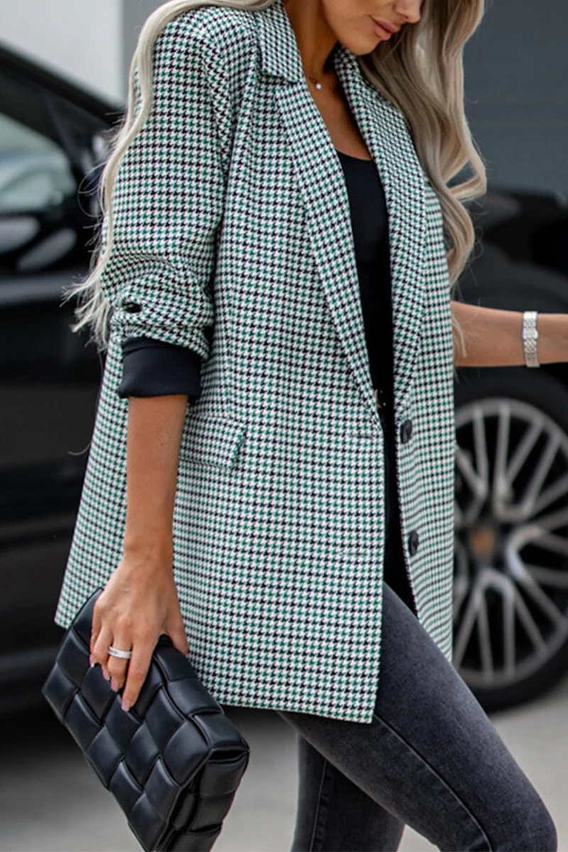 Casual Plaid Buttons Contrast Turn-back Collar Outerwear(3 Colors) - Panekey