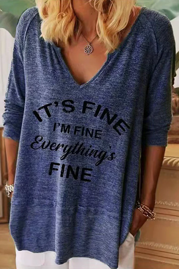 Casual Letter Basic V Neck Tops(7 Colors) - Panekey