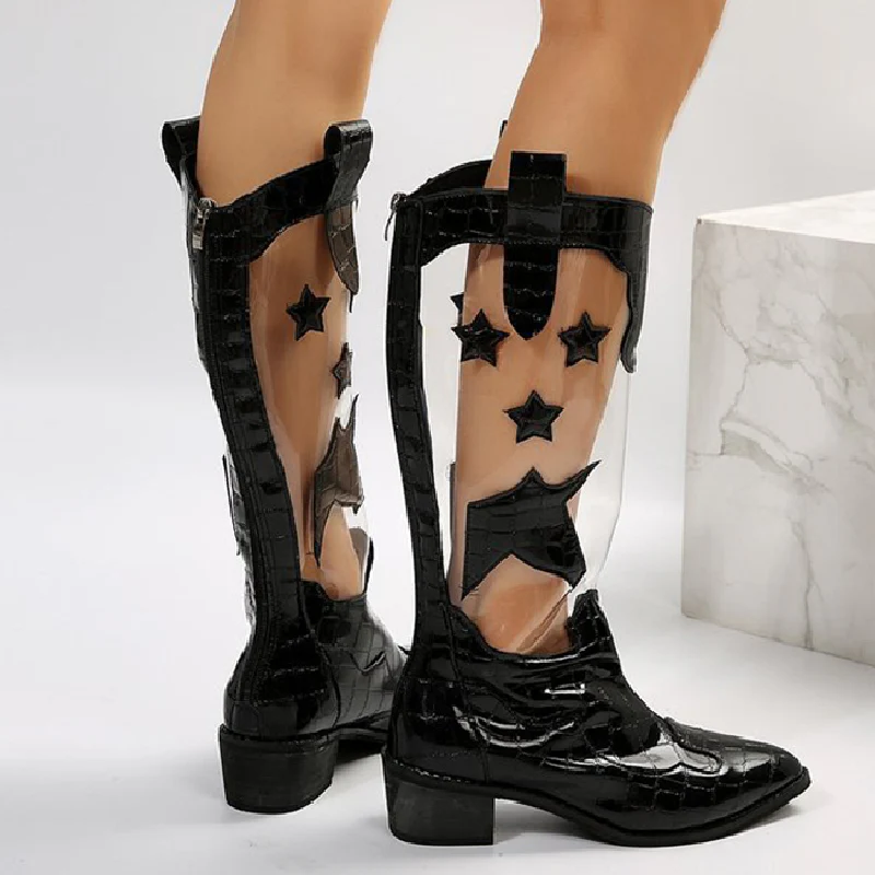 Casual Patchwork See-through Pointed Out Door Shoes - Panekey