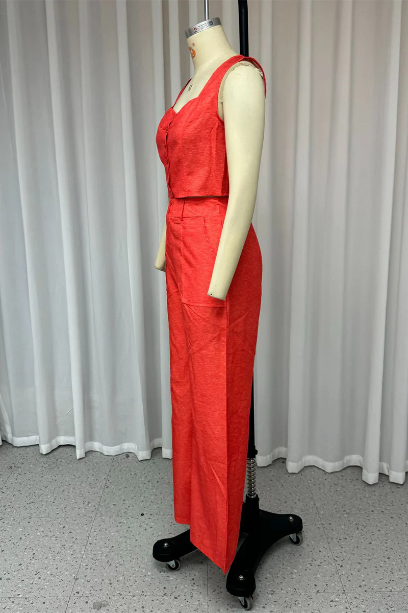 Casual Daily Buttons Square Neck Sleeveless Two Pieces - Panekey