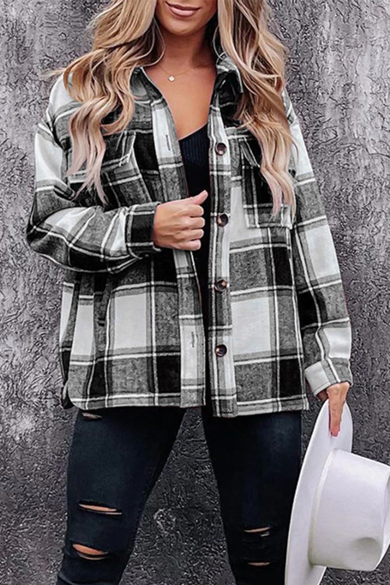 Casual Plaid Patchwork Turndown Collar Blouses(5 Colors) - Panekey