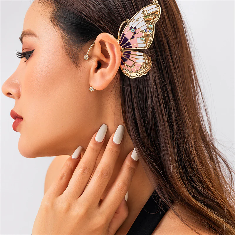 Casual Butterfly Patchwork Rhinestone Earrings - Panekey