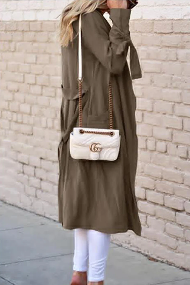 British Style Solid Frenulum Outerwear - Panekey