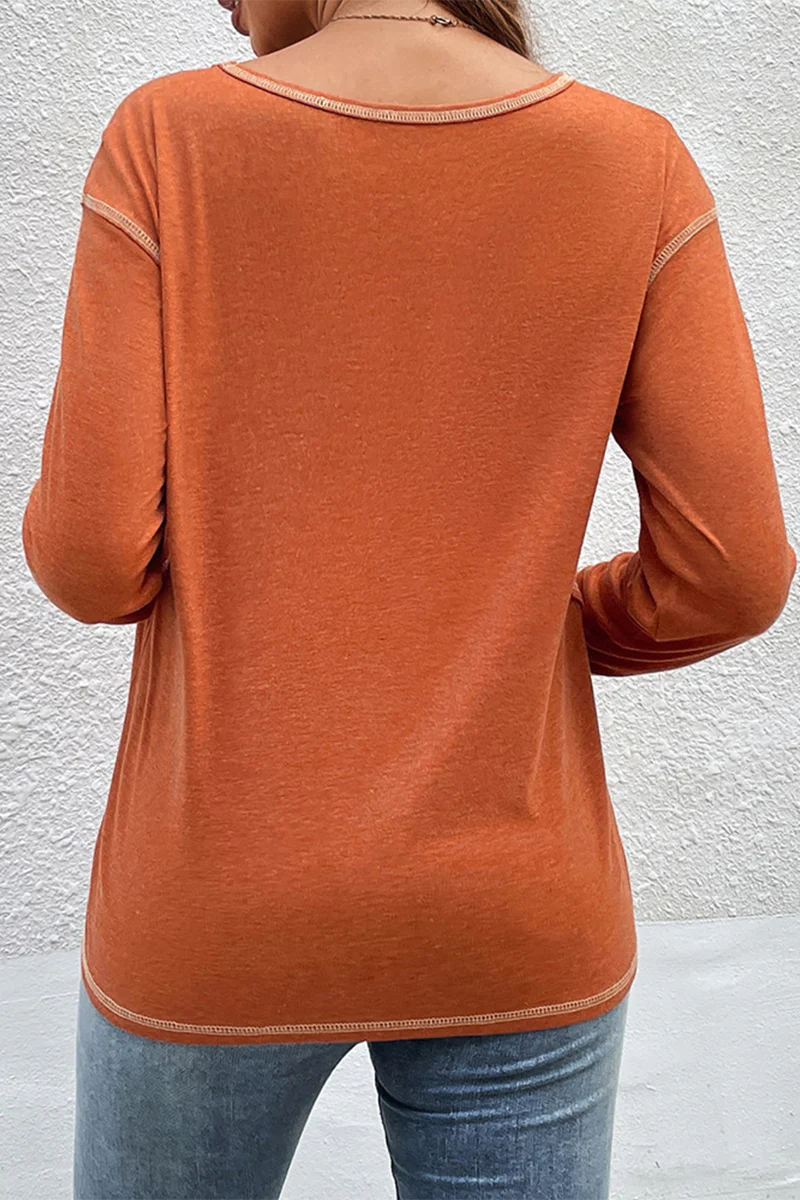 Casual Patchwork Buttons O Neck Tops - Panekey