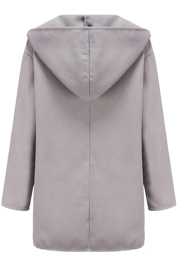 Casual Elegant Solid Patchwork Buttons Hooded Collar Outerwear(7 Colors) - Panekey