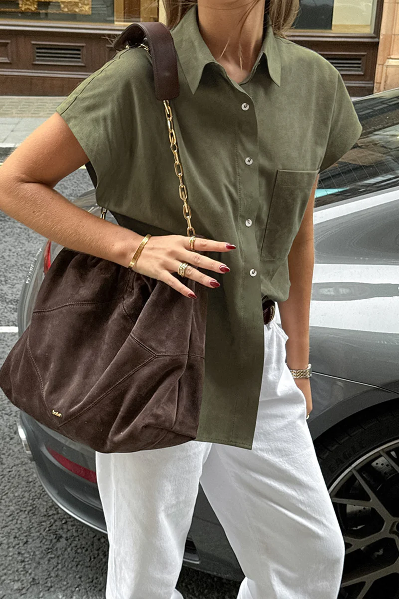 Casual Buttons Turndown Collar Blouses - Panekey