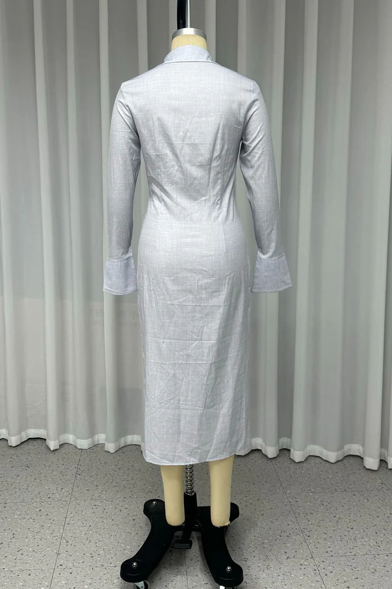 Casual Buckle Turndown Collar Shirt Dresses - Panekey