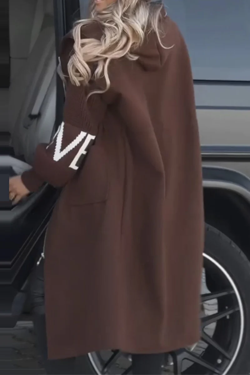 Casual Letters Pocket Patchwork Contrast Hooded Outerwear(7 Colors) - Panekey