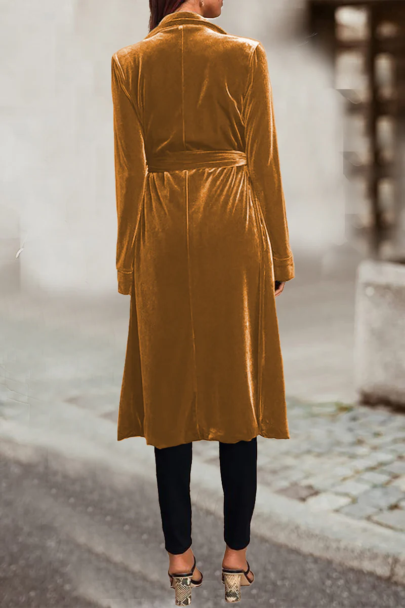 British Style Elegant Solid Pocket Turn-back Collar Outerwear - Panekey